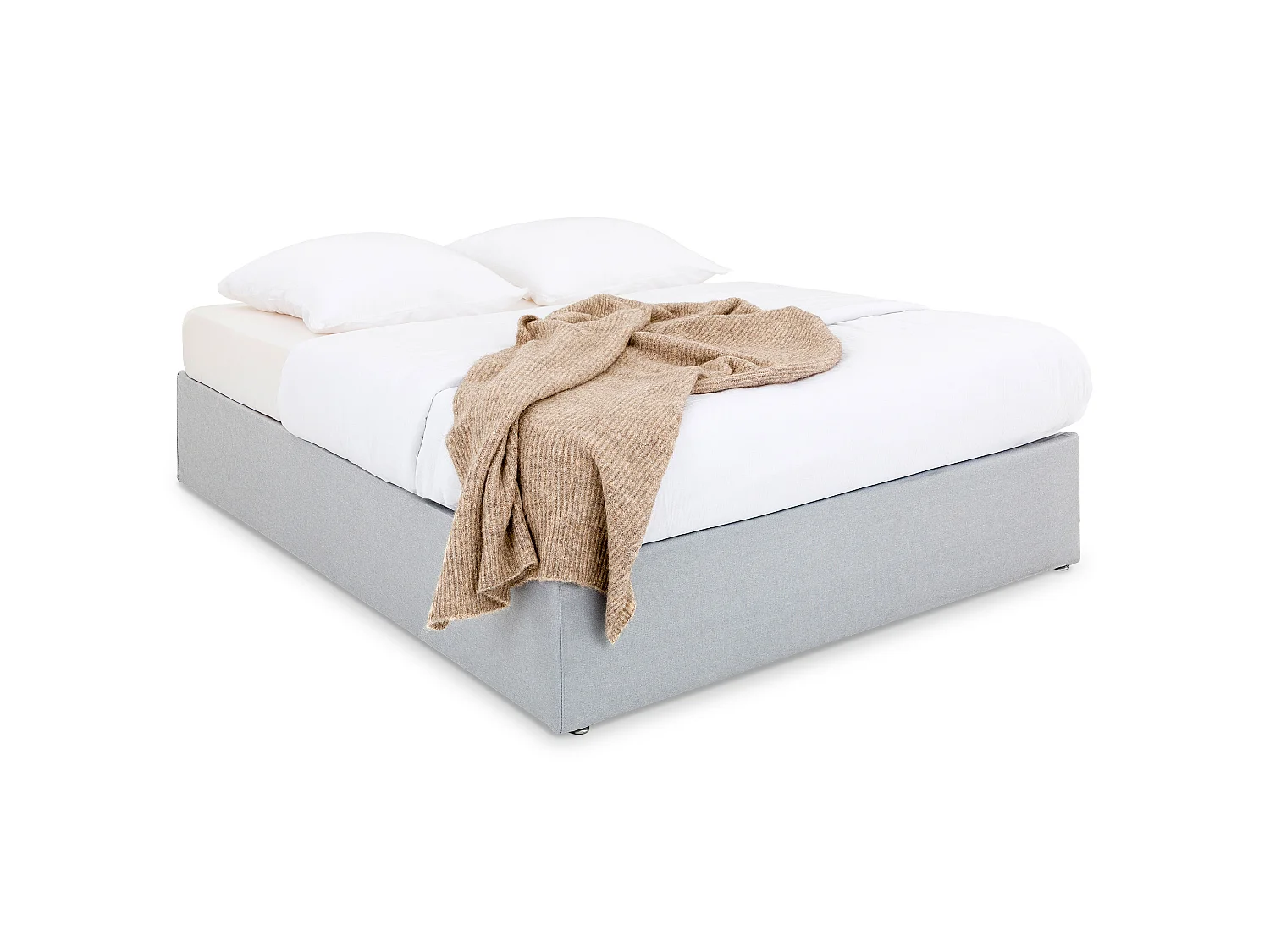 Sommier tapissier MAYA 120 x 190 cm structure en bois et revêtement en tissu gris , cadre de lit avec pieds