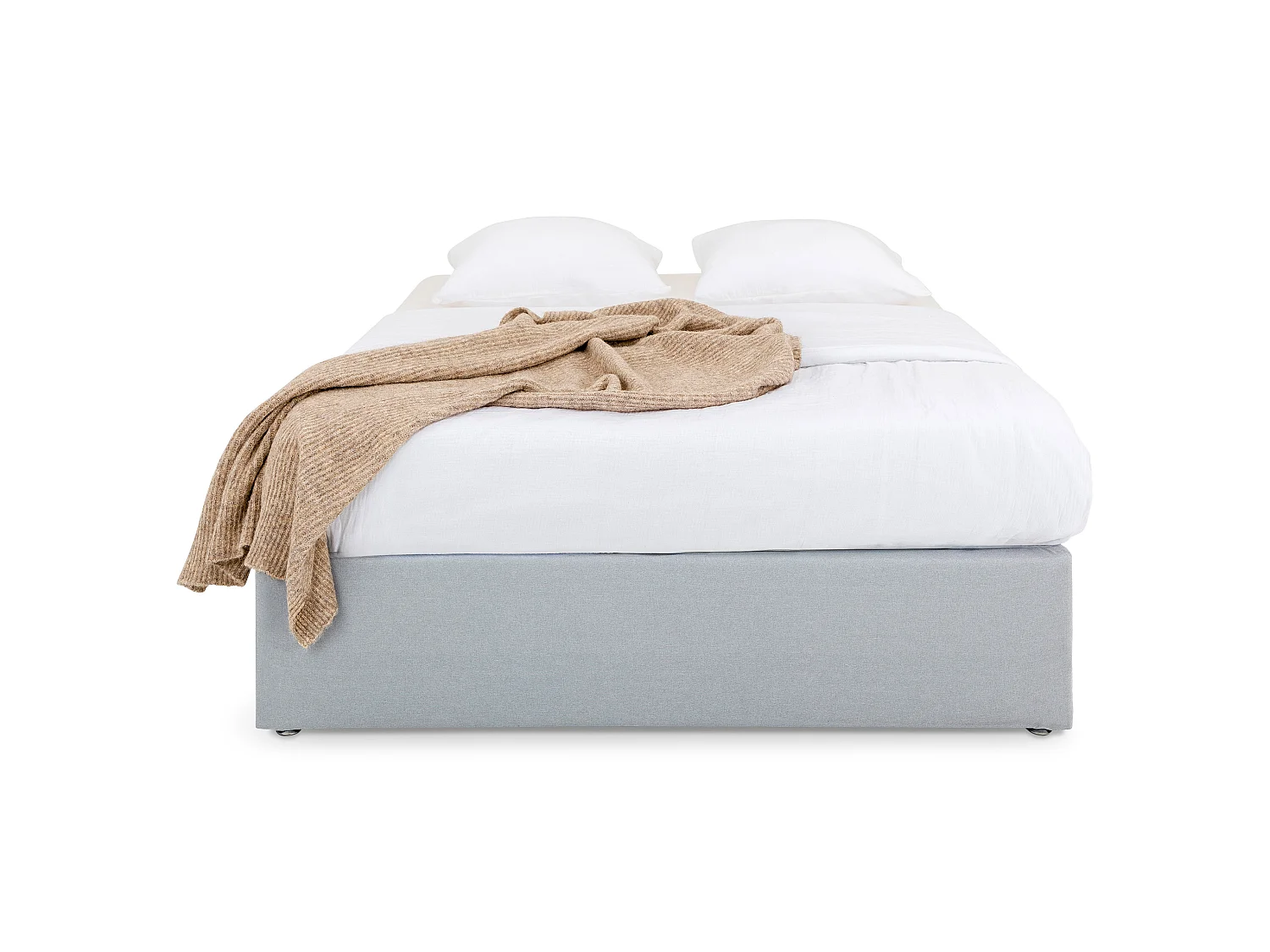 Sommier tapissier MAYA 120 x 190 cm structure en bois et revêtement en tissu gris , cadre de lit avec pieds