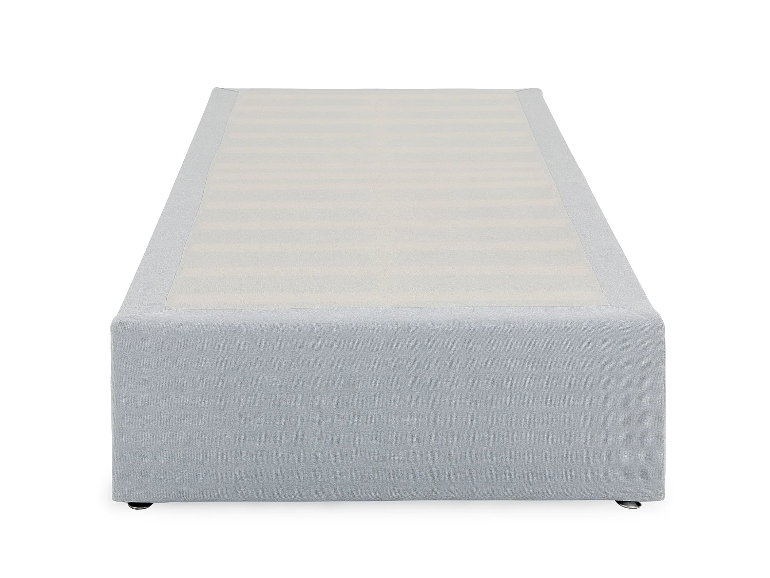 Sommier tapissier MAYA 90 x 190 cm structure en bois et revêtement en tissu gris, cadre de lit avec pieds