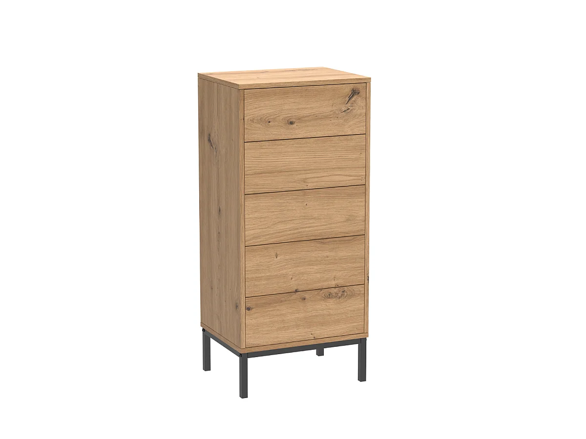 Hochkommode mit 5 Schubladen und Metallfüßen H100 cm - LENNY