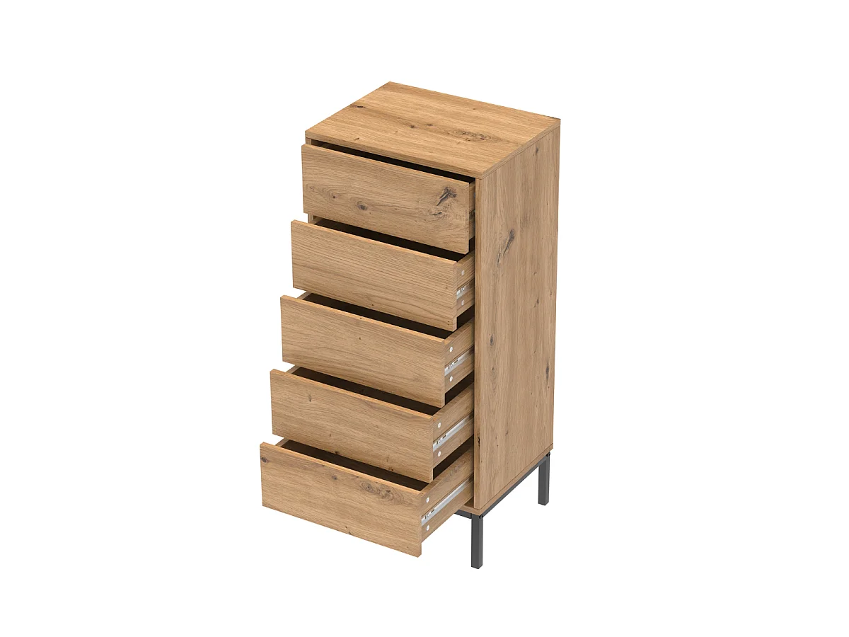 Hochkommode mit 5 Schubladen und Metallfüßen H100 cm - LENNY