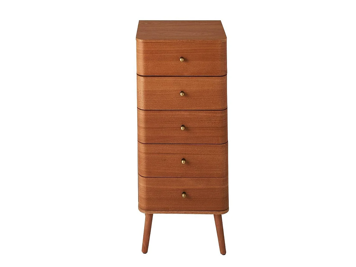 Hochkommode mit 5 Schubladen und abgerundeten Frontkanten, H100 cm - KARL