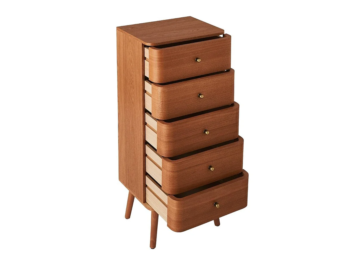 Hochkommode mit 5 Schubladen und abgerundeten Frontkanten, H100 cm - KARL