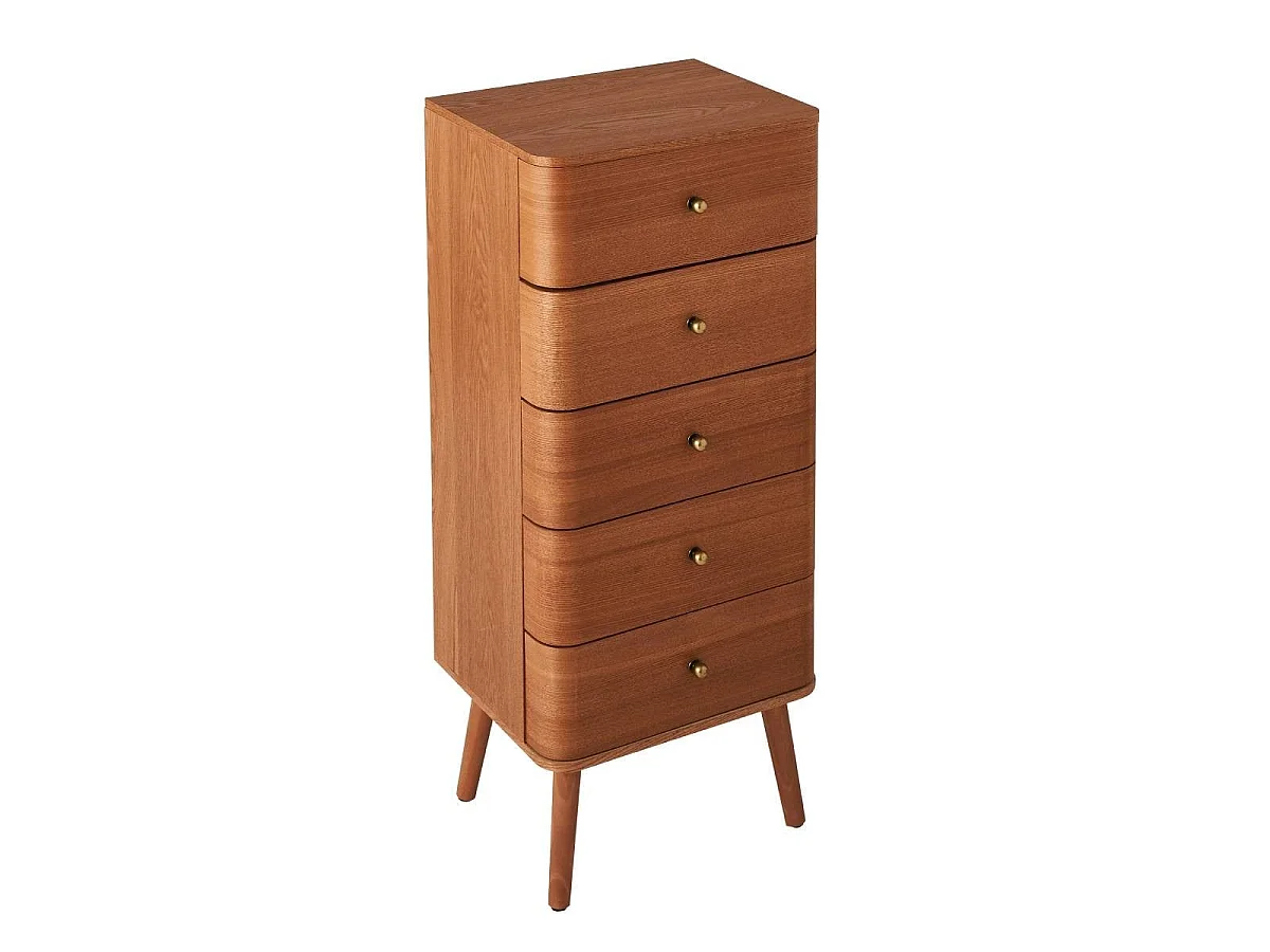 Hochkommode mit 5 Schubladen und abgerundeten Frontkanten, H100 cm - KARL