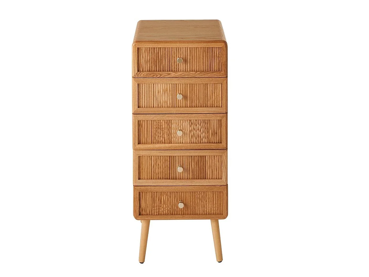 Hochkommode mit 5 Schubladen und lamellenartiger Front H100 cm - AVA