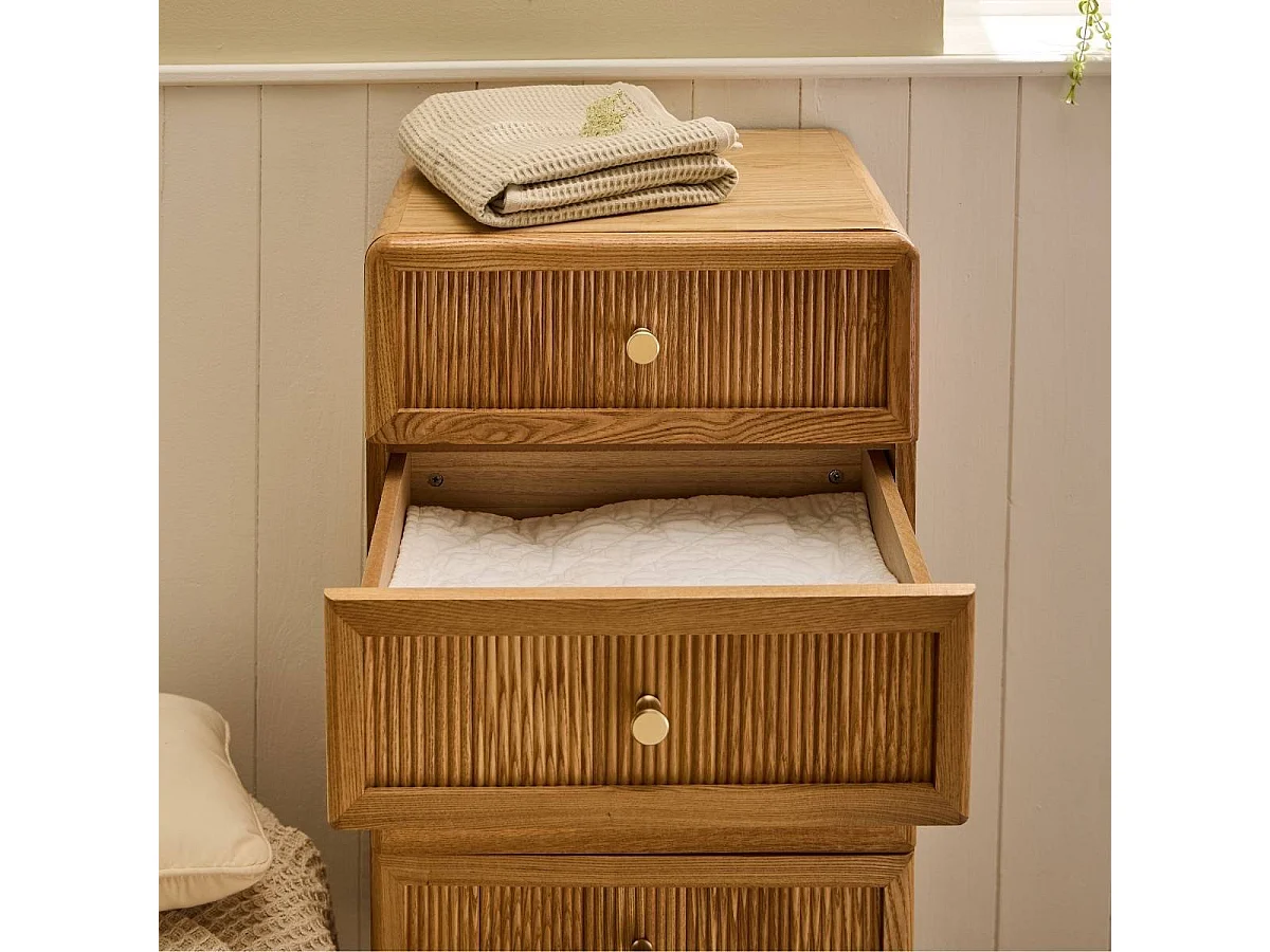 Hochkommode mit 5 Schubladen und lamellenartiger Front H100 cm - AVA
