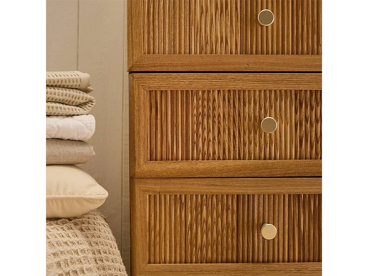 Hochkommode mit 5 Schubladen und lamellenartiger Front H100 cm - AVA