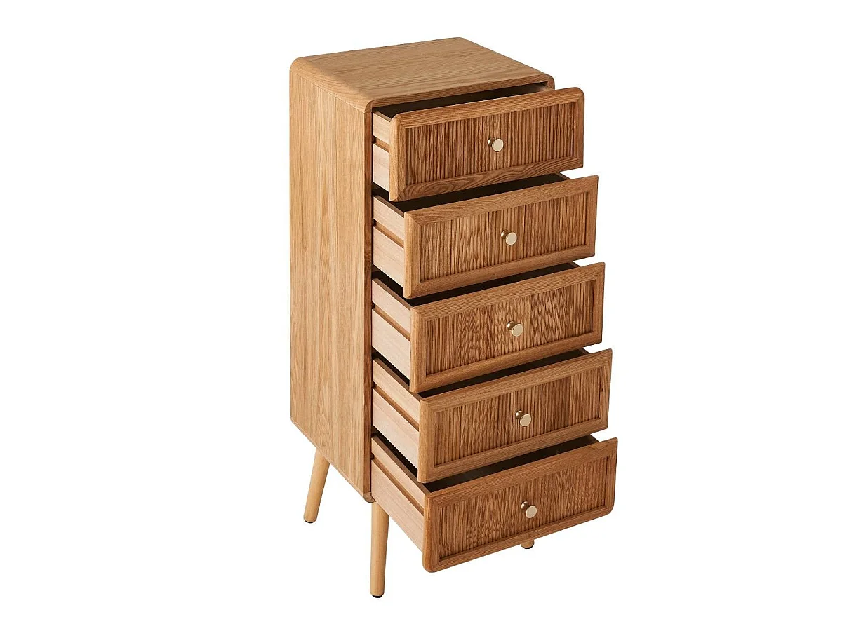Hochkommode mit 5 Schubladen und lamellenartiger Front H100 cm - AVA