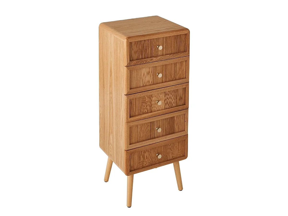 Hochkommode mit 5 Schubladen und lamellenartiger Front H100 cm - AVA