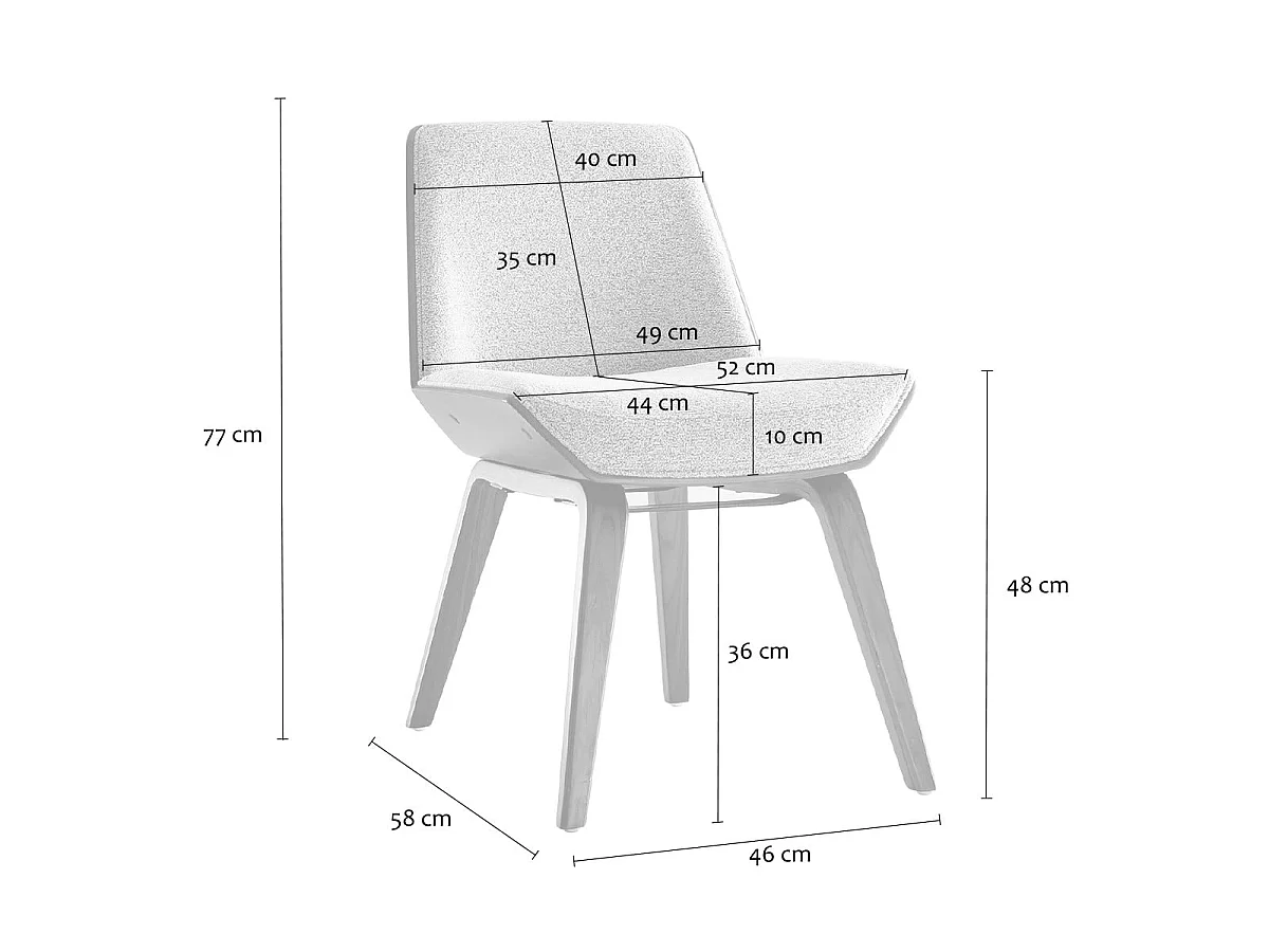 Krzesło materiałowe beżowe, szerokość 52 cm - NICO