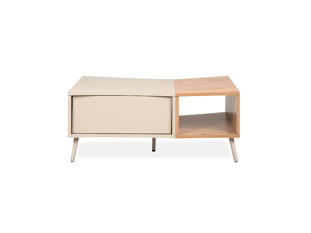 Table basse 1 porte décor sable et chêne L94 cm MYR