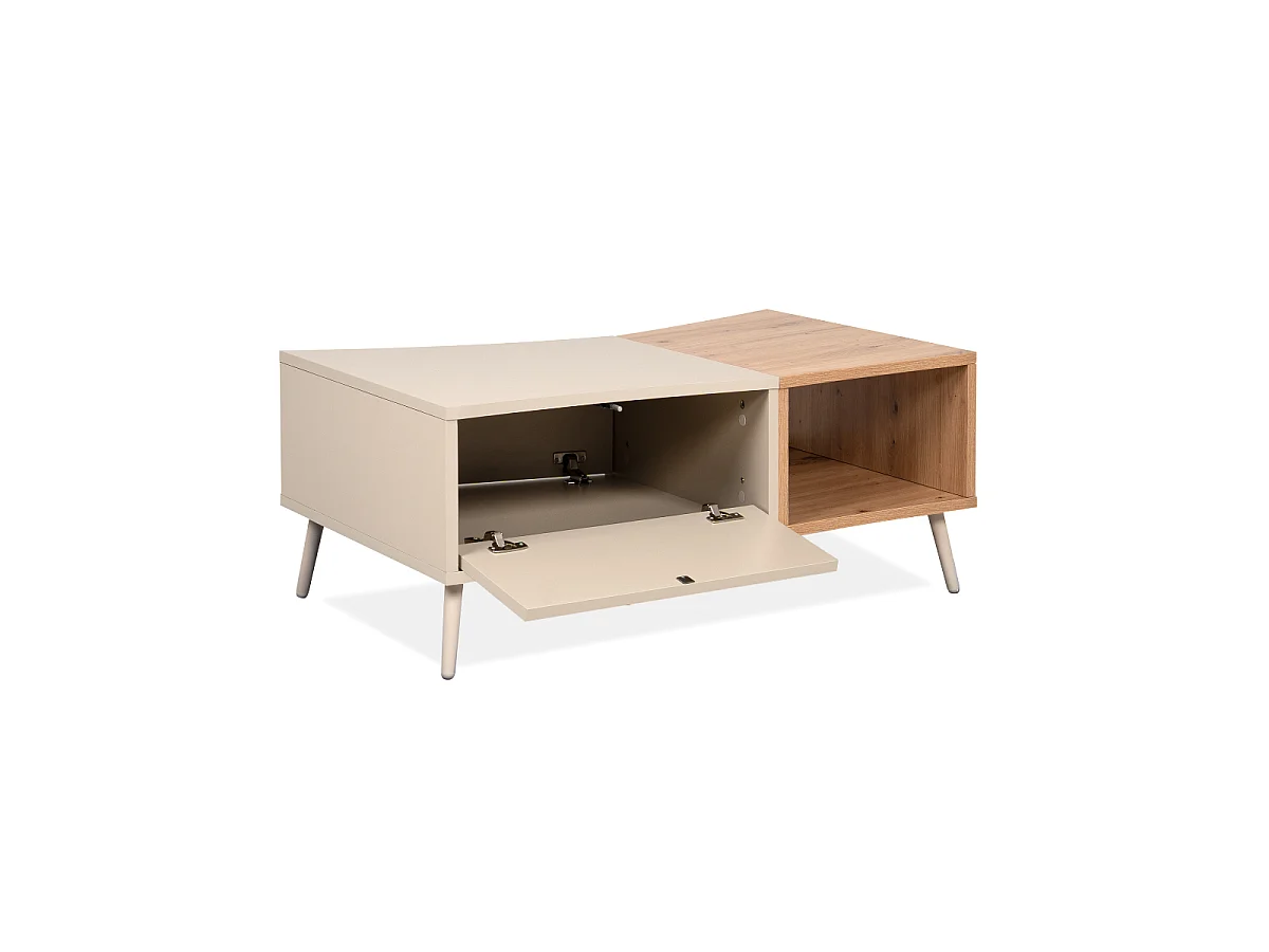 Table basse 1 porte décor sable et chêne L94 cm MYR
