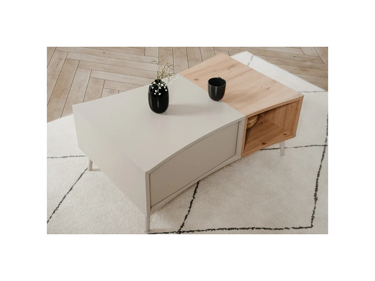 Table basse 1 porte décor sable et chêne L94 cm MYR
