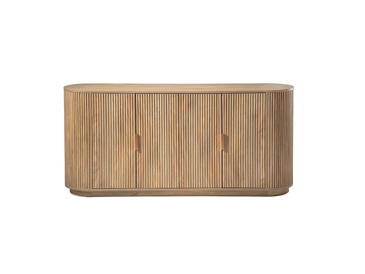 Dressoir 4 deuren in eikenlook en fronten met afgeronde latten B160 cm - ACHILLE