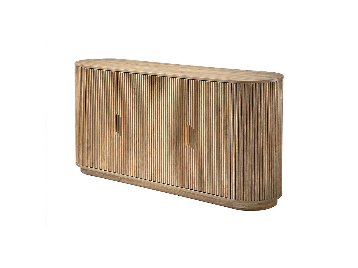 Dressoir 4 deuren in eikenlook en fronten met afgeronde latten B160 cm - ACHILLE