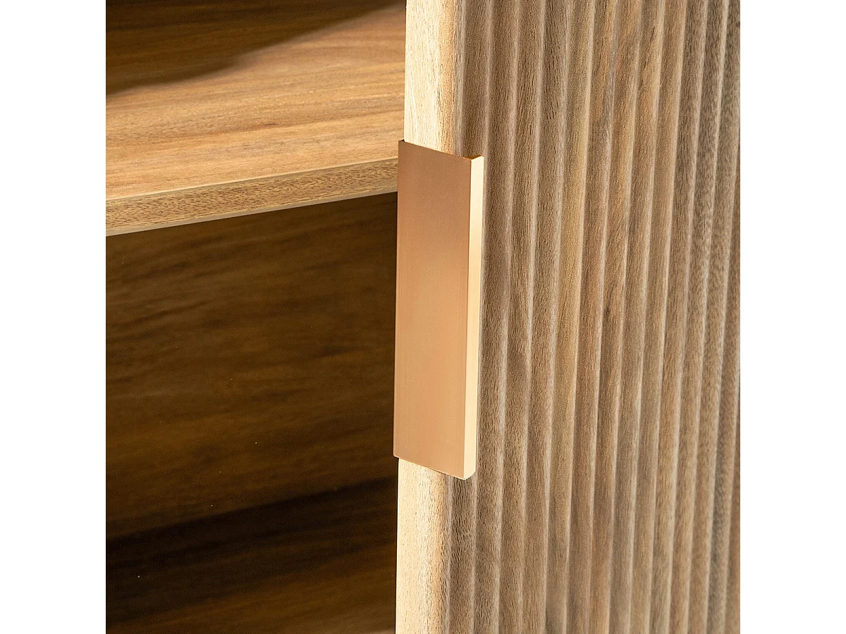 Dressoir 4 deuren in eikenlook en fronten met afgeronde latten B160 cm - ACHILLE