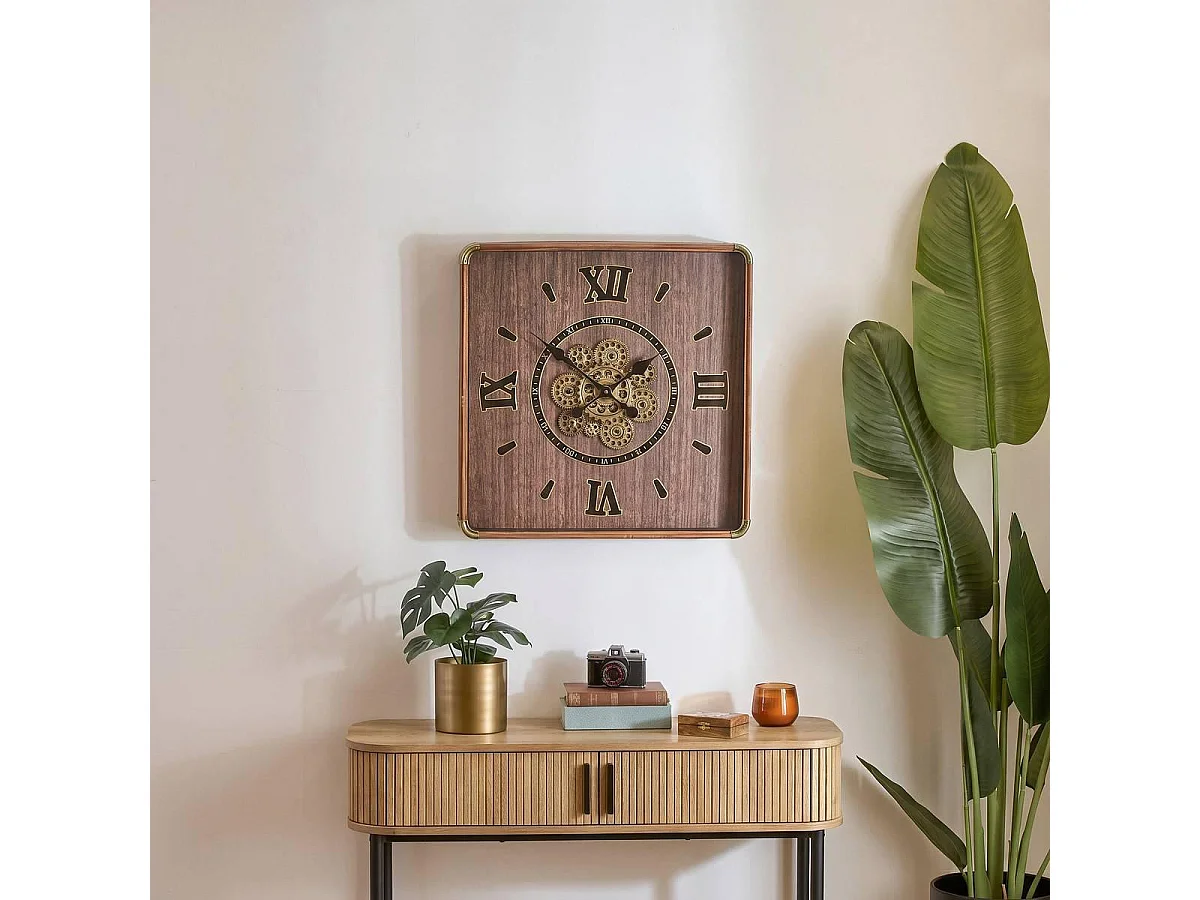 Horloge Murale Engrenages "Archie" 60cm Marron