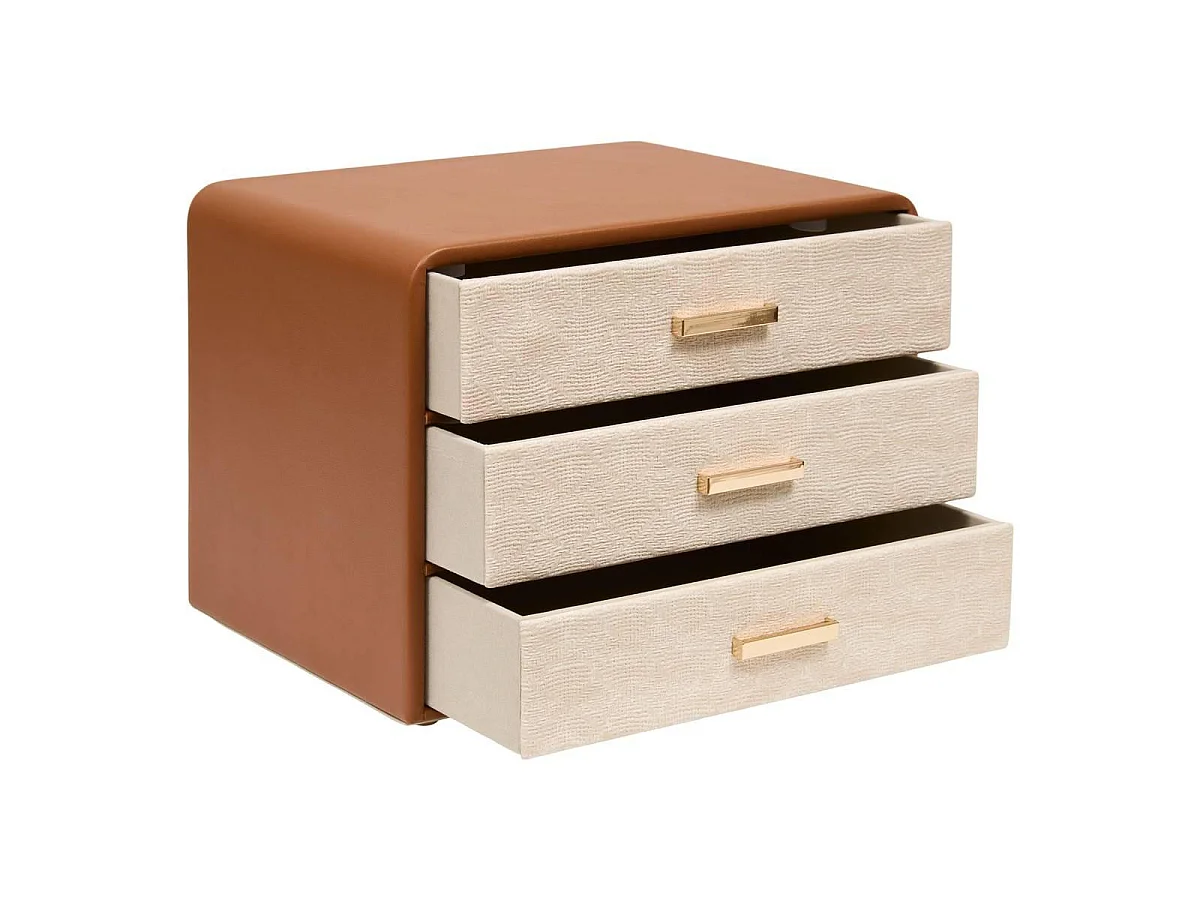 Boîte de Rangement 3 Tiroirs "Whisky" 24cm Camel