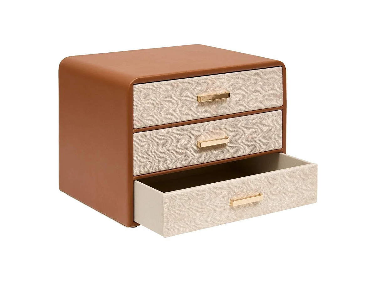 Boîte de Rangement 3 Tiroirs "Whisky" 24cm Camel