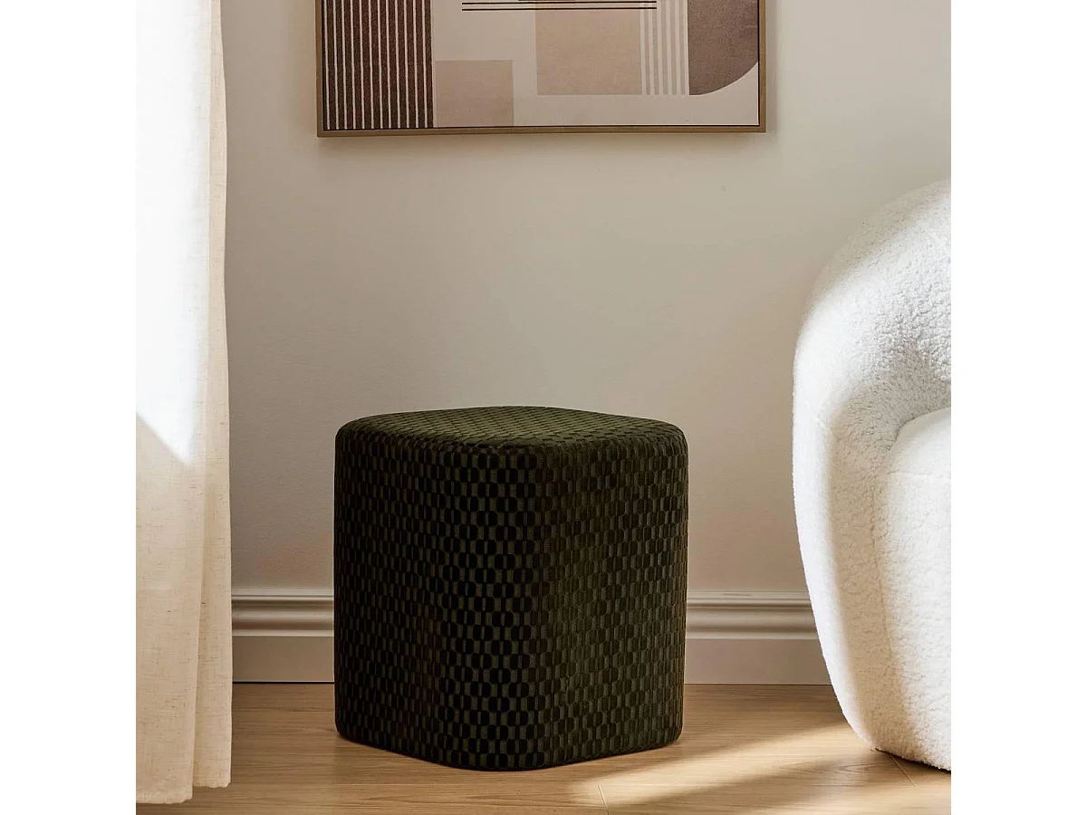 Pouf en Velours "Selia" 38cm Vert Cèdre