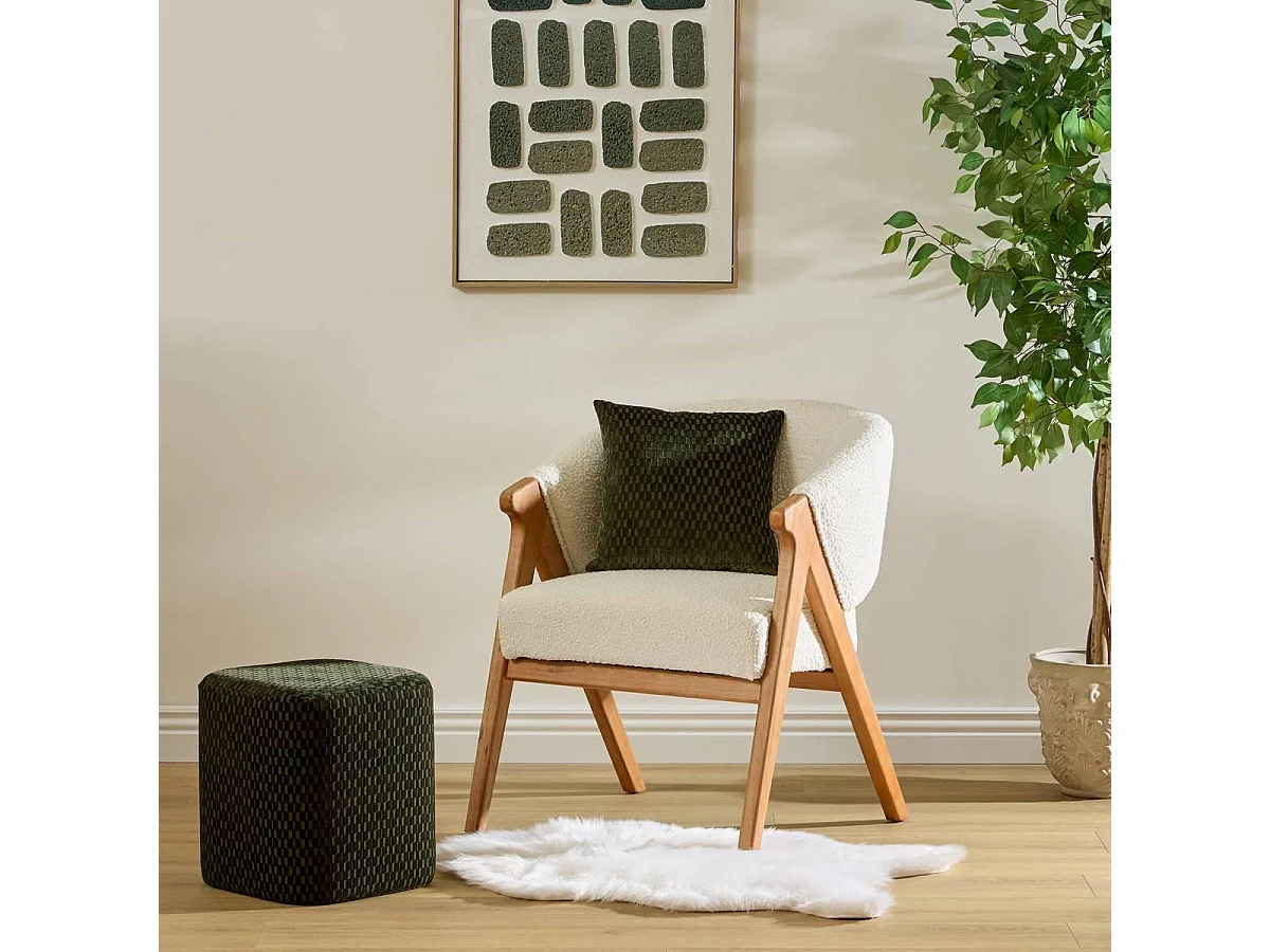 Pouf en Velours "Selia" 38cm Vert Cèdre