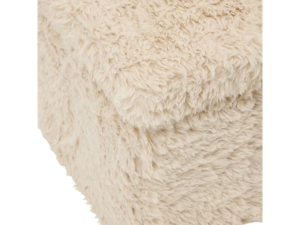 Pouf Coffre Imitation Fourrure "Duvia" 38cm Beige Lin