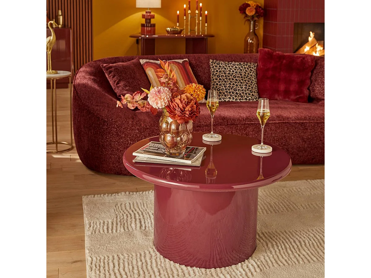 Table Basse Vernis "Douglas" 80cm Bordeaux