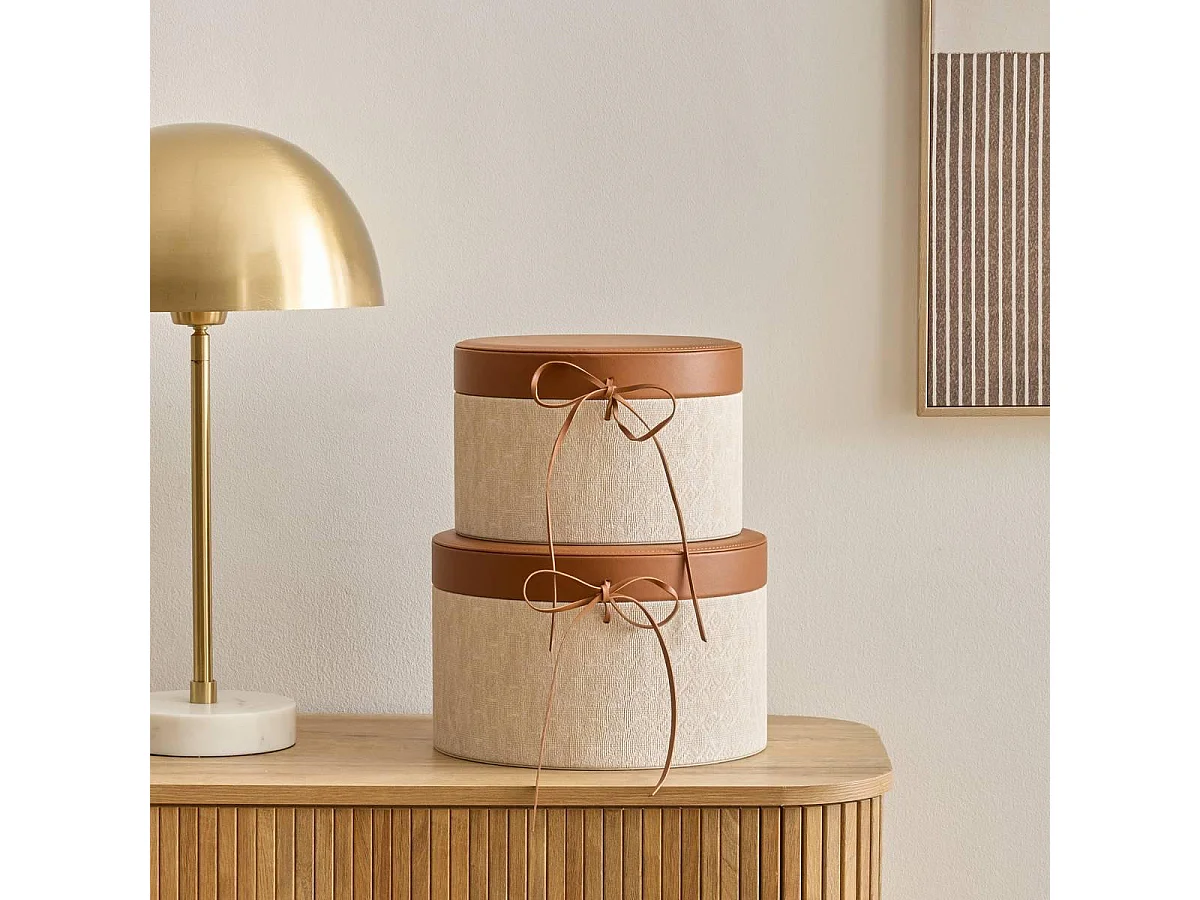 Lot de 2 Boîtes de Rangement "Whisky" 28cm Crème