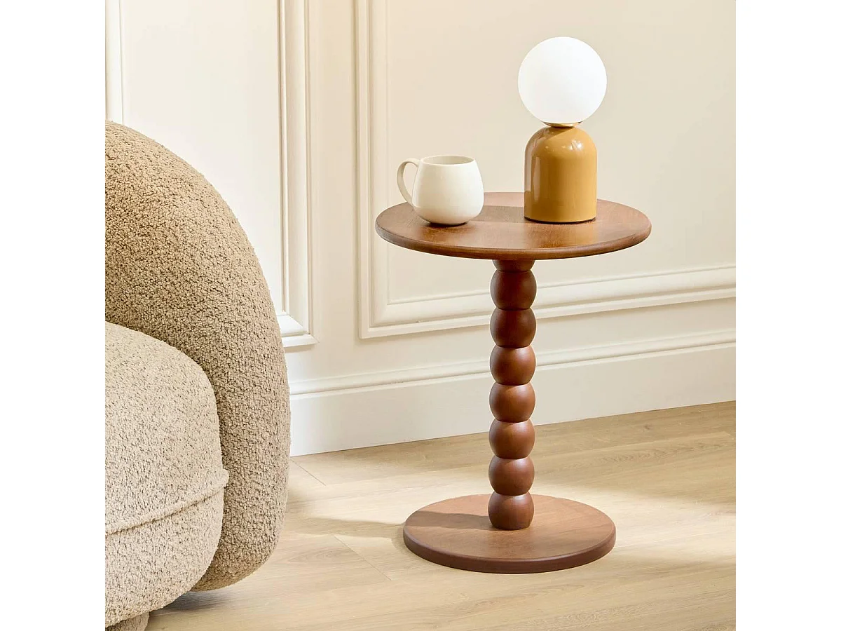 Table d'Appoint Design "Chamlo" 46cm Marron