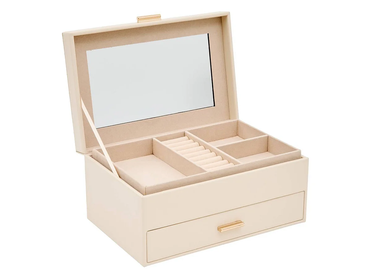 Boîte à Bijoux Avec Tiroir "Natty" 26cm Blanc