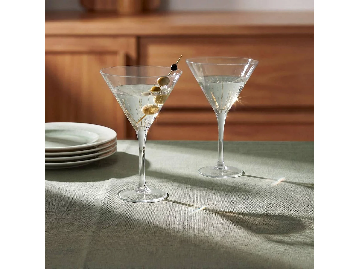Lot de 2 Verres à Cocktail "Lunis" 25cl Doré