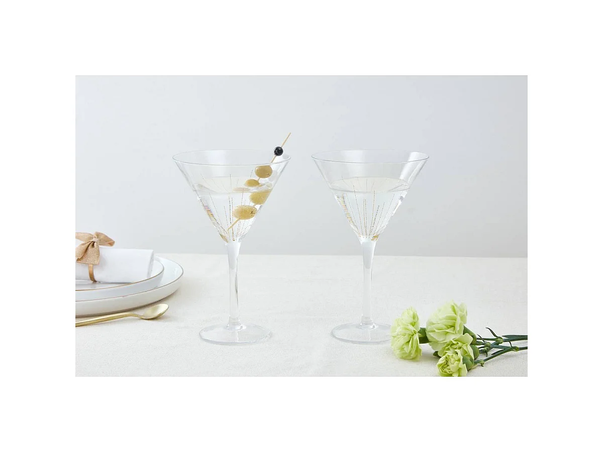 Lot de 2 Verres à Cocktail "Lunis" 25cl Doré