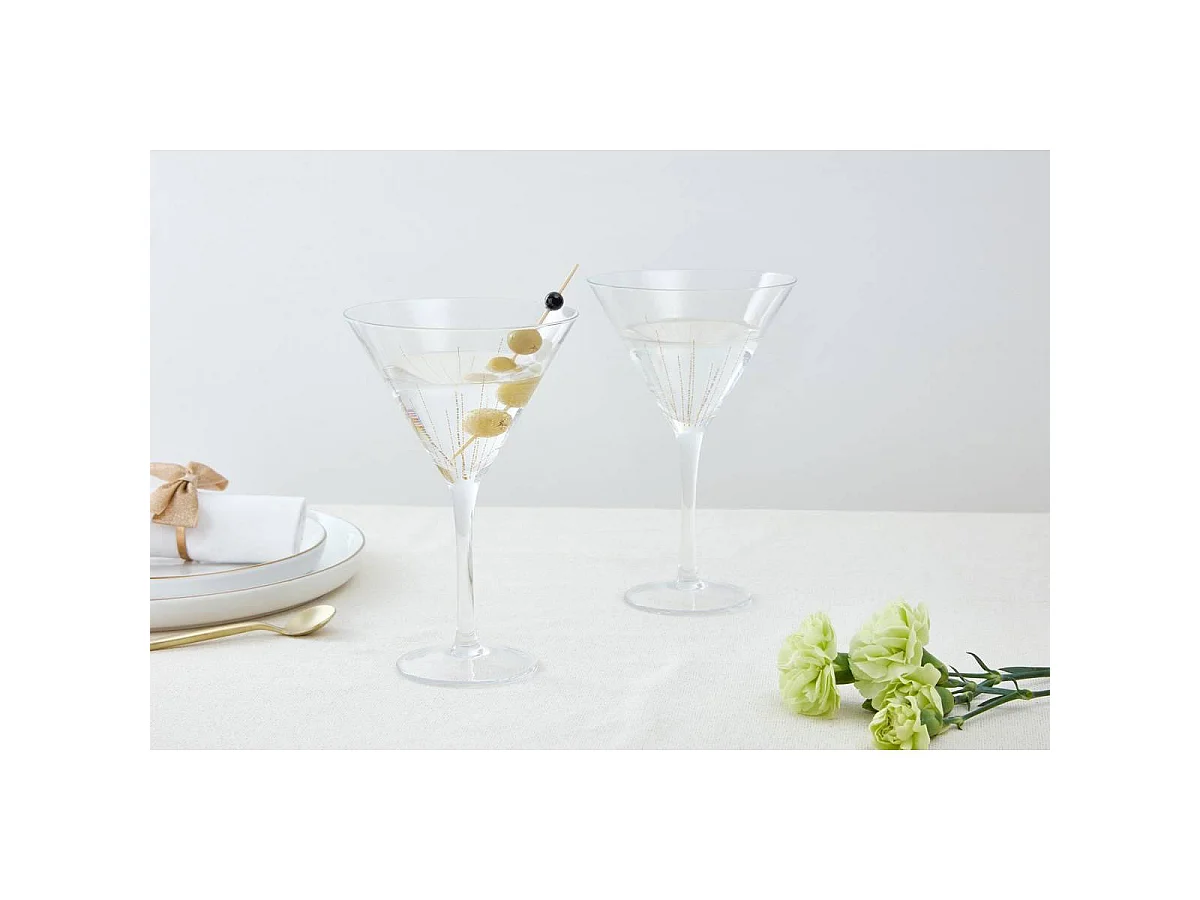 Lot de 2 Verres à Cocktail "Lunis" 25cl Doré