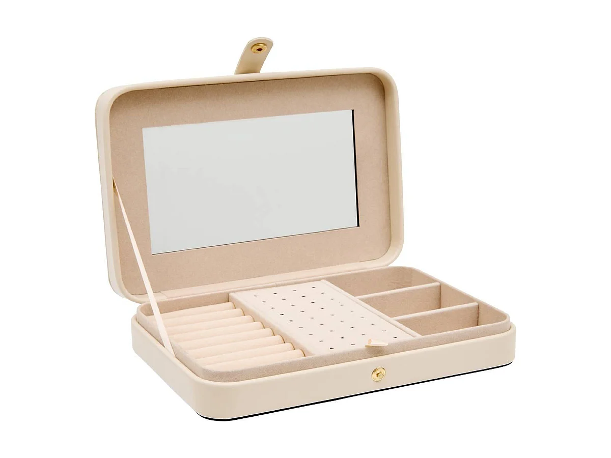 Boîte à Bijoux Avec Miroir "Natty" 21cm Blanc