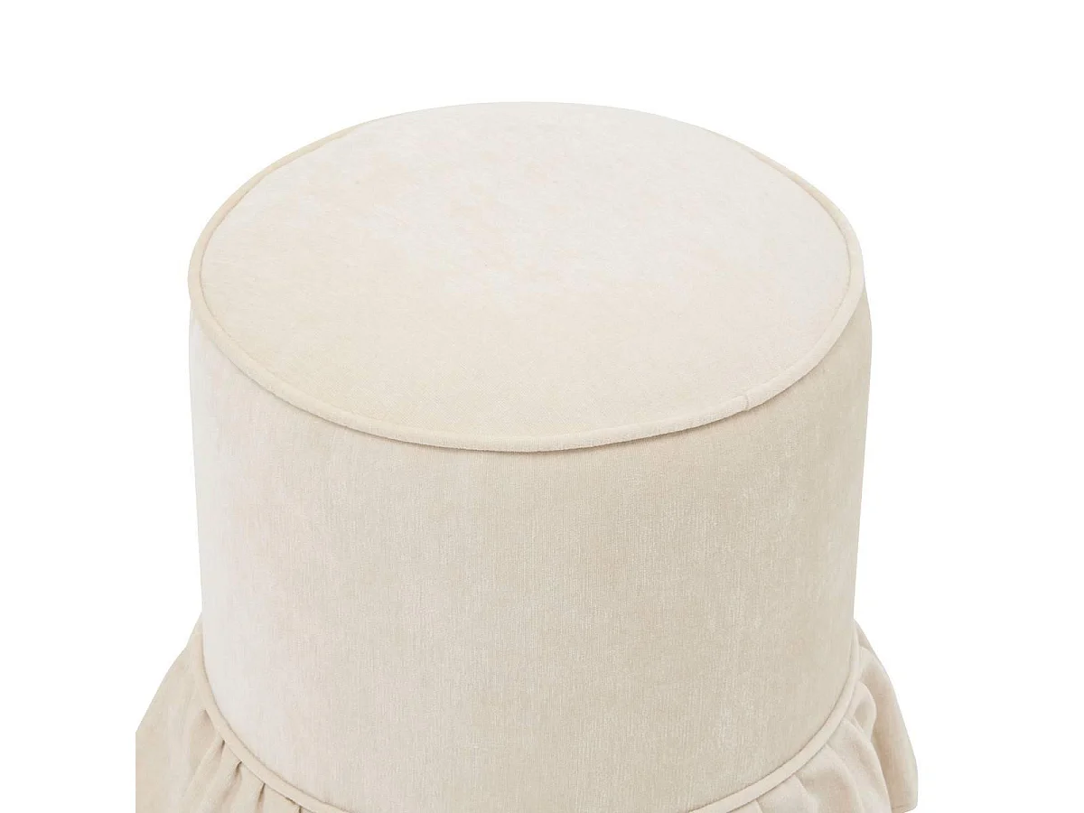 Pouf Chenille à Volant "Fiora" 41cm Ivoire