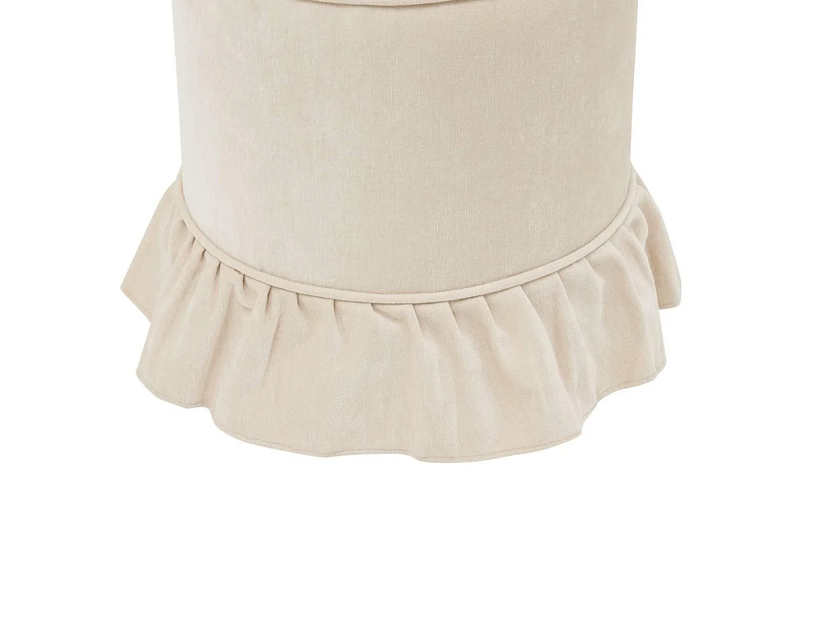 Pouf Chenille à Volant "Fiora" 41cm Ivoire