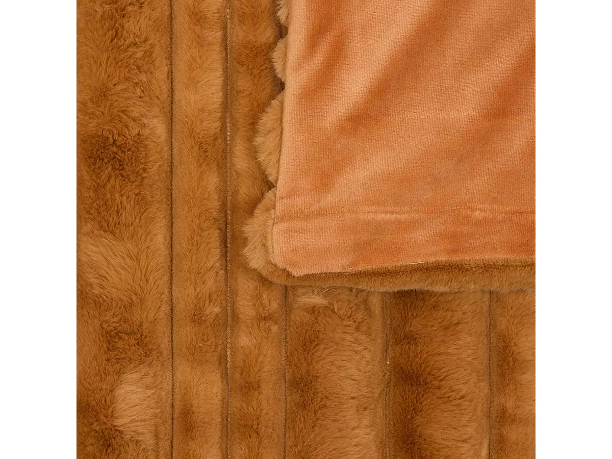 Plaid Imitation Fourrure "Coti" 120x160cm Cognac