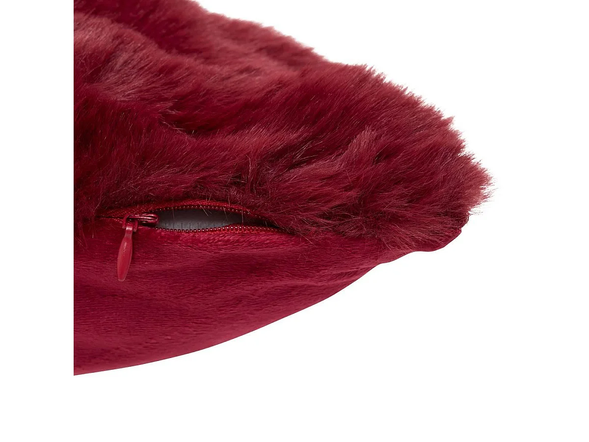 Coussin Imitation Fourrure 3D "Zephy" 45x45cm Rouge Grenat
