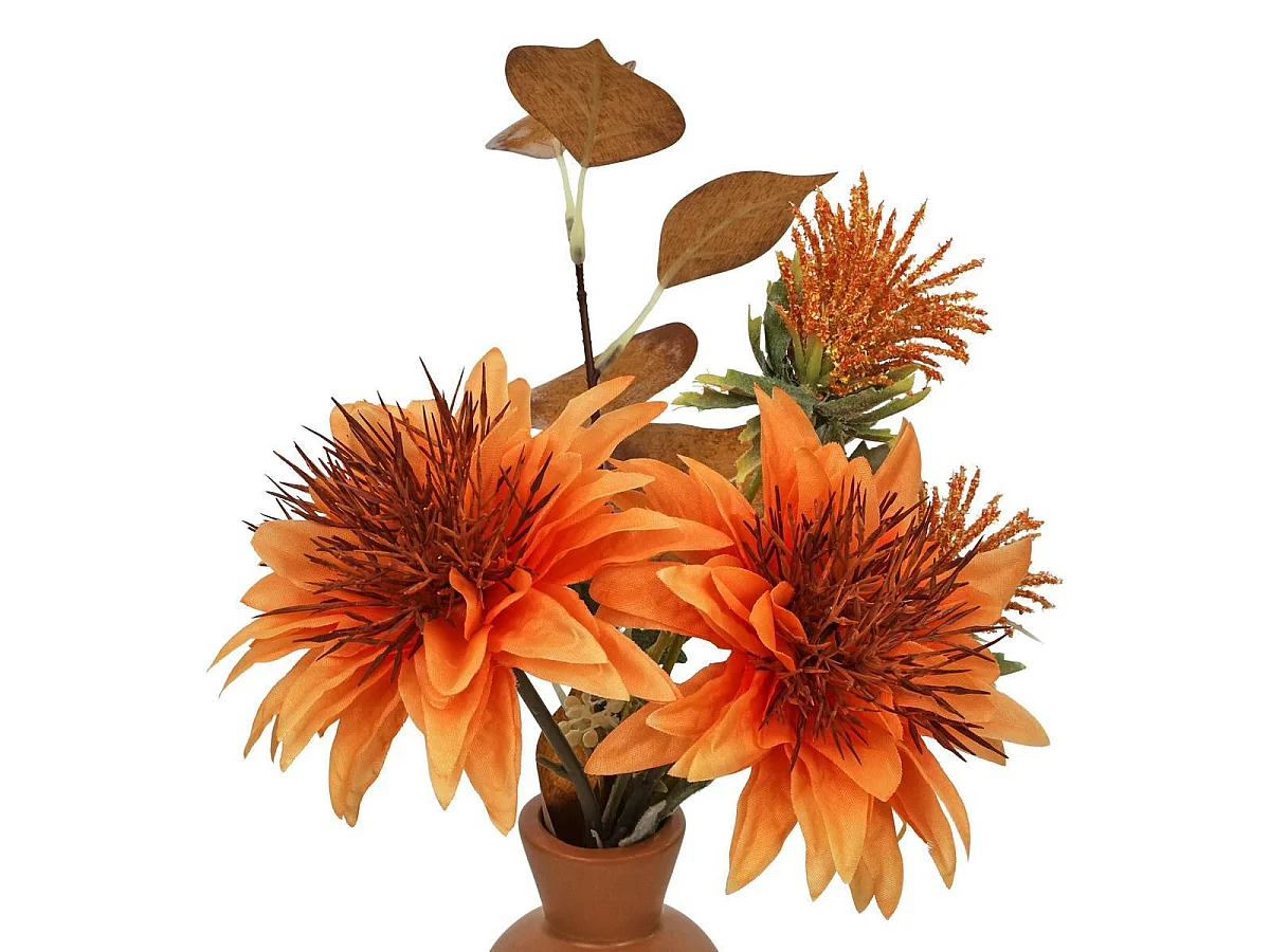 Composition Florale Artificielle "Penny" 32cm Orange