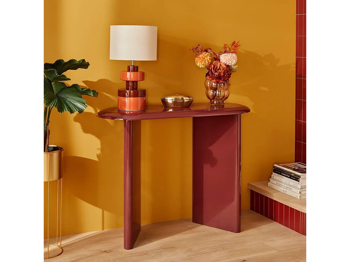 Console Design Vernis "Douglas" 100cm Rouge Grenat