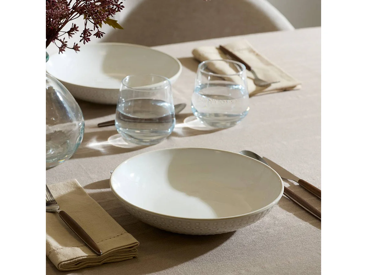 Lot de 6 Assiettes Creuses Cercles "Camille" 21cm Blanc