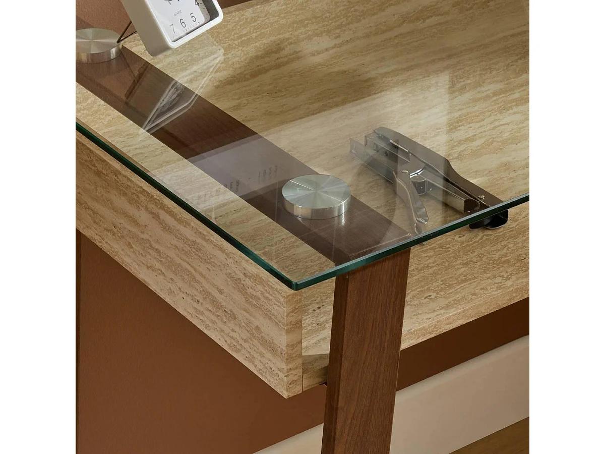 Bureau en Verre "Ariro" 110cm Beige