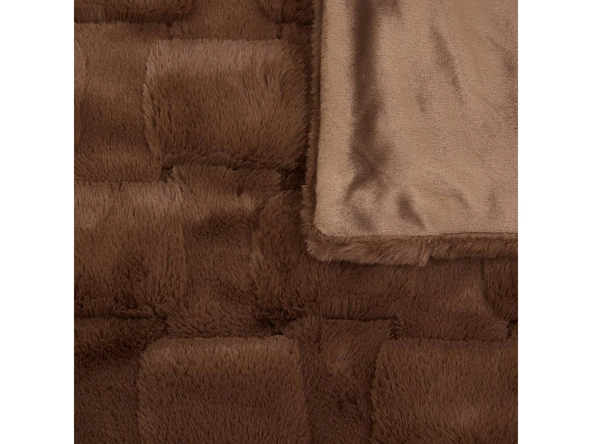 Plaid Imitation Fourrure "Nalia" 180x230cm Marron Tonka