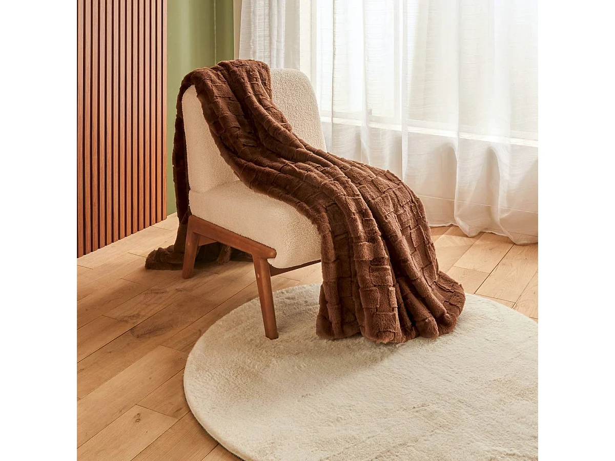 Plaid Imitation Fourrure "Nalia" 180x230cm Marron Tonka