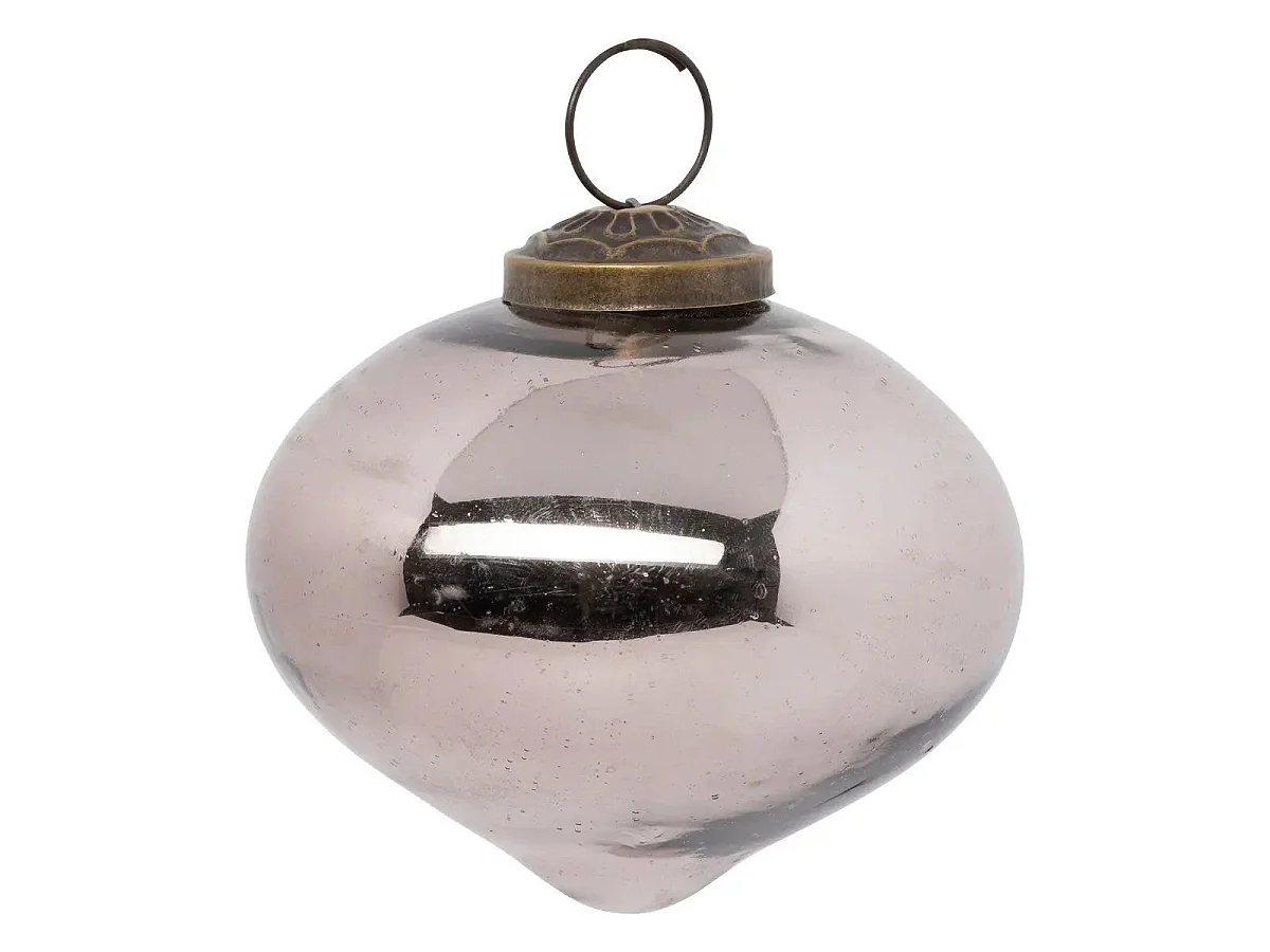 Lot de 2 Boules de Noël en Verre "Goutte" 8cm Marron