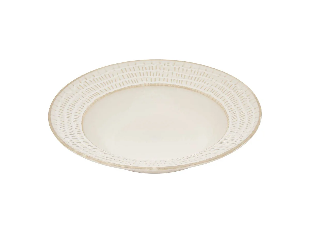Lot de 6 Assiettes Creuses Traits "Camille" 20cm Blanc