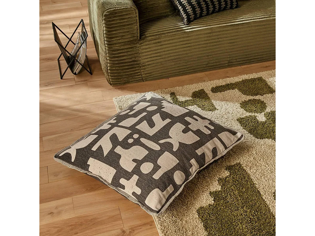 Coussin de Sol en Coton "Nyero" 80x80cm Kaki