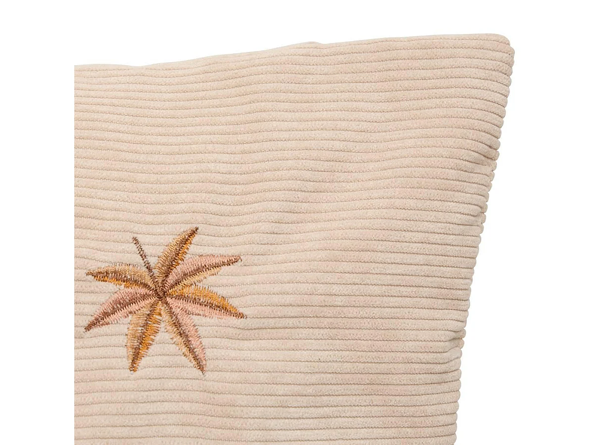 Coussin Côtelé Brodé "Automne" 38x58cm Ivoire
