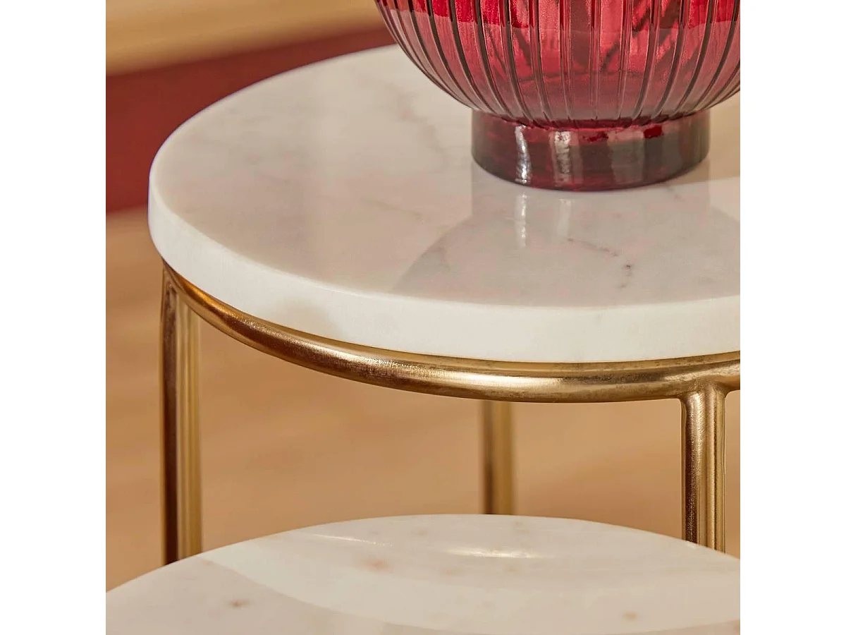 Lot de 2 Sellettes en Marbre "Crush" 60cm Doré