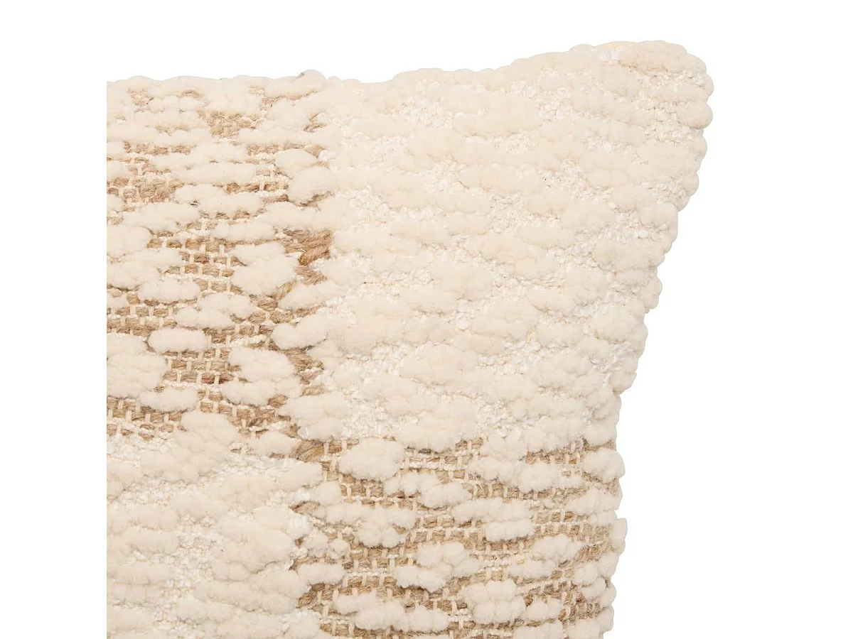 Coussin Déco Laine Chenille "Ameya" 45x45cm Beige Lin